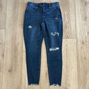 American Eagle Outfitters Dark Blue Distressed Skinny Jeans